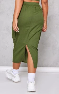 Khaki Linen Look Cargo Pocket Midi Skirt -Cheap Glamarish Store 04a8b47a756a1c988ed342fac4cd7d7dcaff5d54 cnd4588 3
