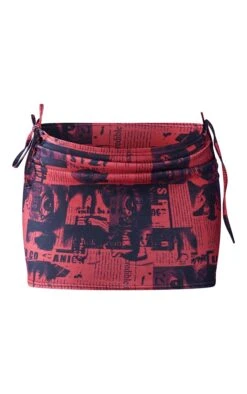 Red Newspaper Print Lace Up Side Micro Mini Skirt -Cheap Glamarish Store 06485202a38eaaceb38473b956ccad9e54f1512c cmy5268 6