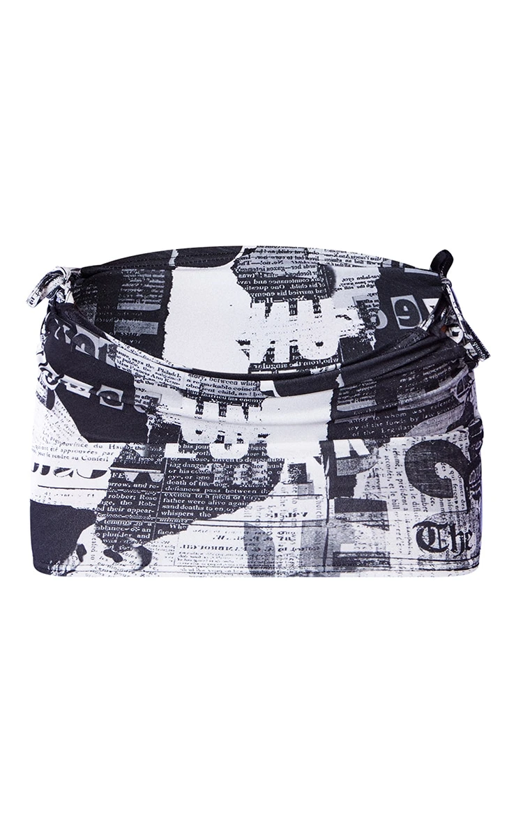 Black Newspaper Print Lace Up Side Micro Mini Skirt 8 Black Newspaper Print Lace Up Side Micro Mini Skirt - Image 6