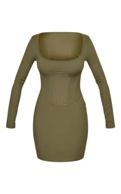 Khaki Rib Corset Seam Square Neck Mini Bodycon Dress -Cheap Glamarish Store 0e4d853048e3a236d7d6aaeac090442b77a23518 cnd1317 5