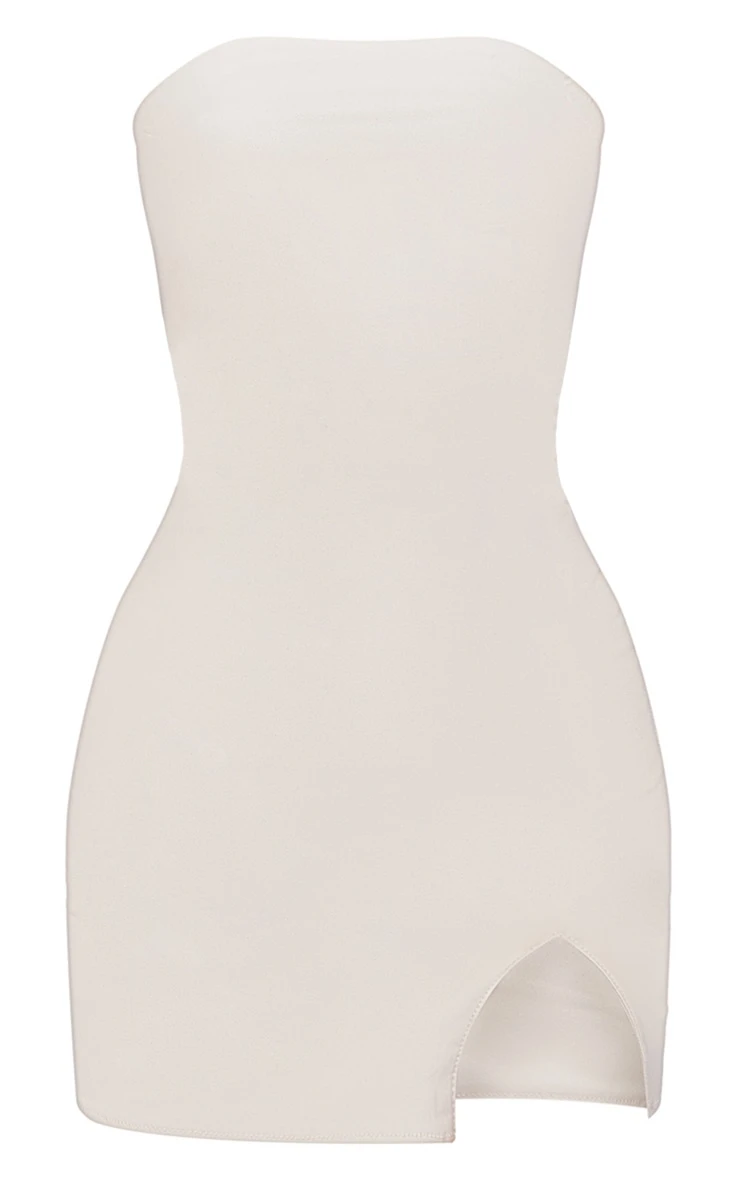 Cream Split Hem Coated Denim Mini Dress 7 Cream Split Hem Coated Denim Mini Dress - Image 5