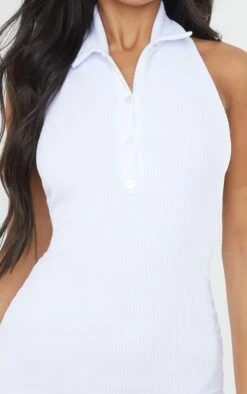White Rib Halterneck Button Detail Bodycon Dress -Cheap Glamarish Store 0eb0df0721da2c03861b663f57da5270f3e1c4ab cmr4888 5
