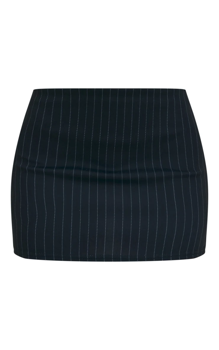 Black Pinstripe Stretch Woven Micro Mini Skirt 8 Black Pinstripe Stretch Woven Micro Mini Skirt - Image 6
