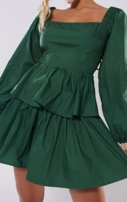 Forest Green Cotton Tie Back Tiered Long Sleeve Shift Dress -Cheap Glamarish Store 1203e2930b25a059019c8d970d7beab2c5eeb199 cnb4798 4