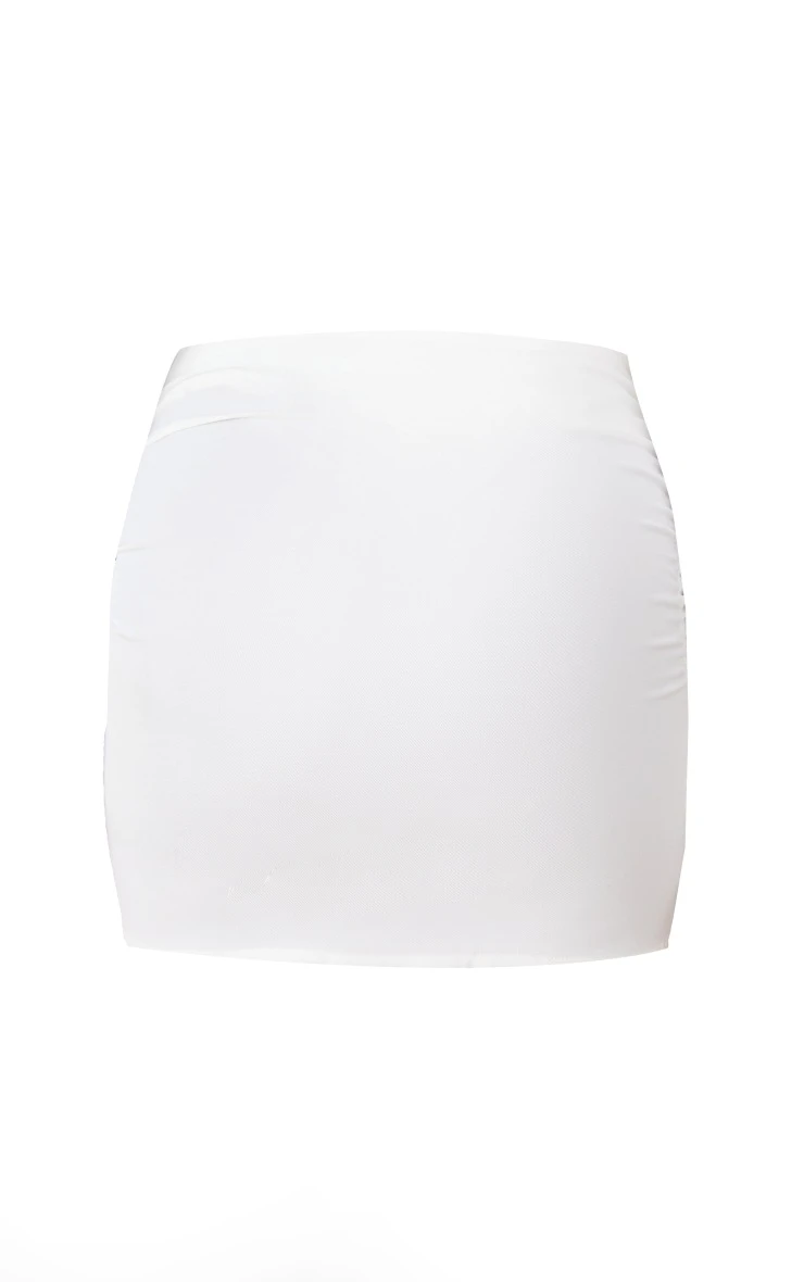 White Woven Ruched Side Mini Skirt 8 White Woven Ruched Side Mini Skirt - Image 6