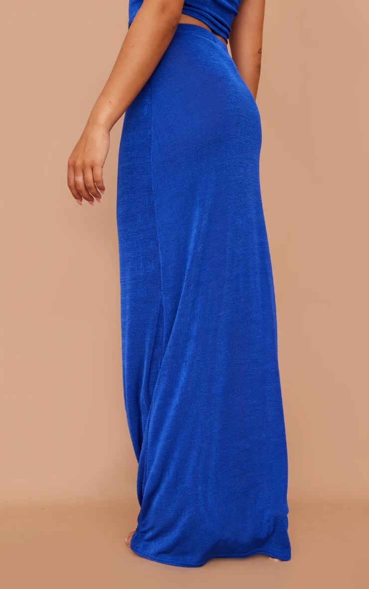 Bright Blue Acetate Slinky Low Rise Maxi Skirt 4 Bright Blue Acetate Slinky Low Rise Maxi Skirt - Image 2