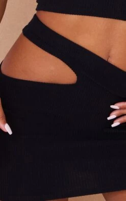 Black Crinkle Rib Cut Out Waist Mini Skirt -Cheap Glamarish Store 15d5de6232575a308089e589739c22ade1433699 cmz3353 5