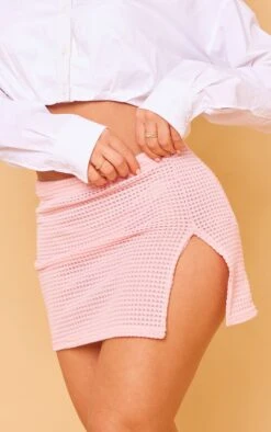 Baby Pink Crochet Rib Split Hem Micro Mini Skirt -Cheap Glamarish Store 1b58da1a1337d3449c45ff3de62e2ea7fe5cf4ee cne3830 5