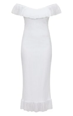 White Textured Bardot Frill Detail Midaxi Dress -Cheap Glamarish Store 1b641ae3ab24b04c699a86389b5bcc4fafb12276 cnd7621 5