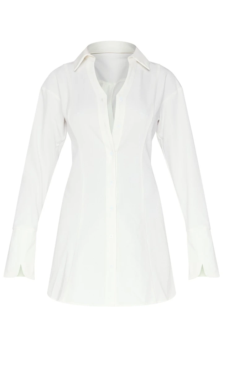 White Woven Lace Back Detail Shirt Dress 7 White Woven Lace Back Detail Shirt Dress - Image 5