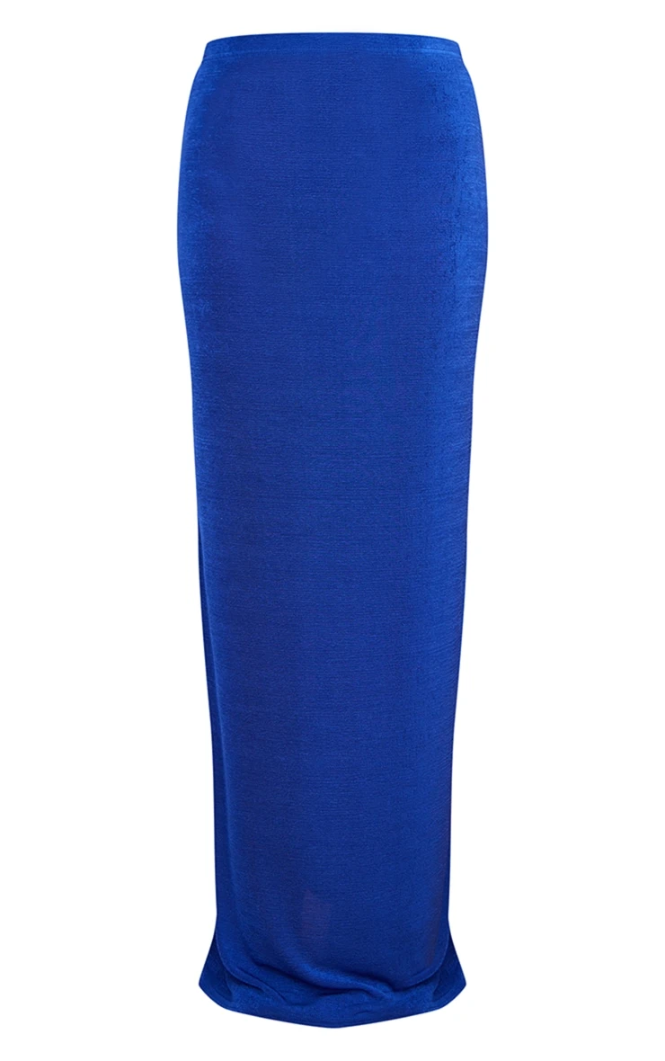 Bright Blue Acetate Slinky Low Rise Maxi Skirt 7 Bright Blue Acetate Slinky Low Rise Maxi Skirt - Image 5