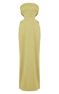 Olive Satin Bandeau Side Cut Out Maxi Dress -Cheap Glamarish Store 23cac146168c1040514ed1c26414ec2316440a05 cne1435 5