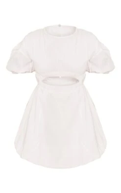 White Cotton Poplin Puff Sleeve Shift Dress -Cheap Glamarish Store 241b51e684b9a79804c60196cd770eb3d501fd0b cnd1208 5