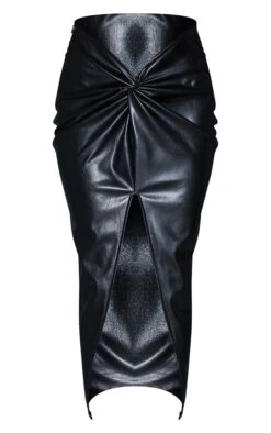 Black Faux Leather Twist Detail Front Midi Skirt -Cheap Glamarish Store 25c39a13becd5eb3b9ccfaab666d8752cab219cf cmt6329 5