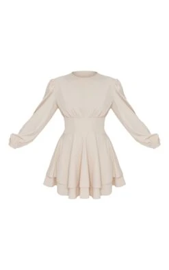 Stone Woven Binding Waist Detail Puff Long Sleeve Shift Dress -Cheap Glamarish Store 270e2cd6eb84d1ef8e327739926618915aab3218 cmt9390 6