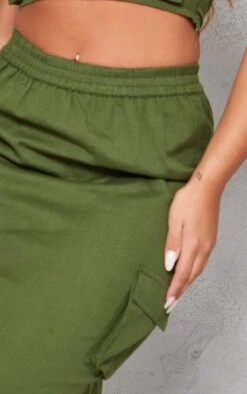 Khaki Linen Look Cargo Pocket Midi Skirt -Cheap Glamarish Store 276da20e761601467d3091efbf3c46c508d49b68 cnd4588 4