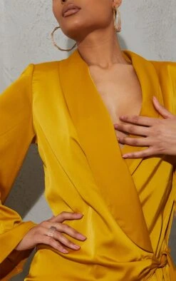 Chartreuse Extreme Plunge Tie Detail Shift Blazer Dress -Cheap Glamarish Store 2cbfef64c213a61df22587591814c019641072c6 cms0114 4