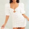 White Rose Applique Puff Sleeve Cup Detail Bodycon Dress -Cheap Glamarish Store 30dcd5baacae913b284c57fd9f7698d5e4c40d89 cnd2175 1