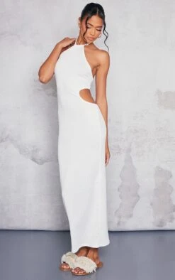 White Textured Rib Halterneck Cut Out Midaxi Dress -Cheap Glamarish Store 31d8f213f34880ac5ee92fb085f137f0f76a9c74 cne2872 3