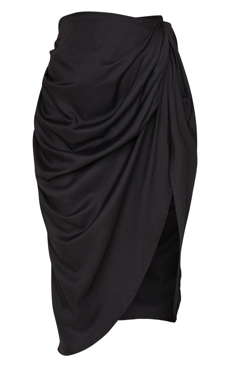 Black Ruched Side Midi Skirt 7 Black Ruched Side Midi Skirt - Image 5