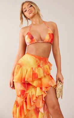 Orange Frill Detail Split Thigh Maxi Skirt -Cheap Glamarish Store 374885f801c2c4ecc2ff1c19d95e4a52f64bd882 cne3835 4