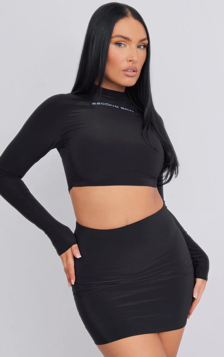 Black Slinky Seam Detail Bodycon Mini Skirt 3 Black Slinky Seam Detail Bodycon Mini Skirt