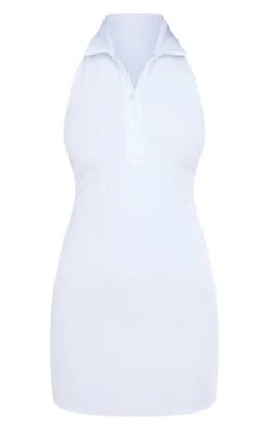 White Rib Halterneck Button Detail Bodycon Dress -Cheap Glamarish Store 39a59594996908dd45e345b989856412bdeeaa2d cmr4888 6