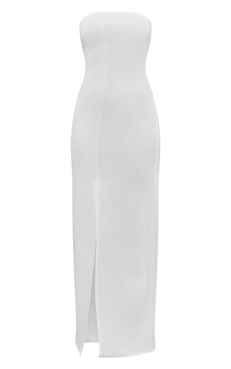 White Scuba Bandeau Seam Detail Midaxi Dress 6 White Scuba Bandeau Seam Detail Midaxi Dress - Image 5