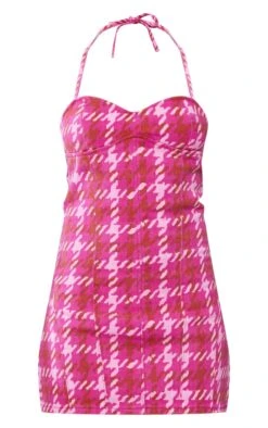 Pink Check Print Halterneck Denim Dress -Cheap Glamarish Store 3d77483647bc0e42759df07bae1eb707c2e1ff14 cna7340 5