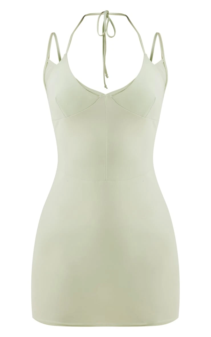 Sage Soft Touch Bust Detail Halter Tie Strappy Bodycon Dress 6 Sage Soft Touch Bust Detail Halter Tie Strappy Bodycon Dress - Image 4