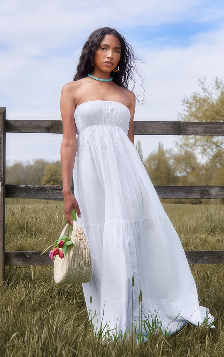 White Bandeau Cut Out Back Floaty Maxi Dress 3 White Bandeau Cut Out Back Floaty Maxi Dress