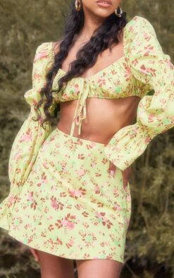 Yellow Floral Printed Skater Mini Skirt -Cheap Glamarish Store 4375c6f33f160852feb67d0ba98276f647f00338 cne0287 5