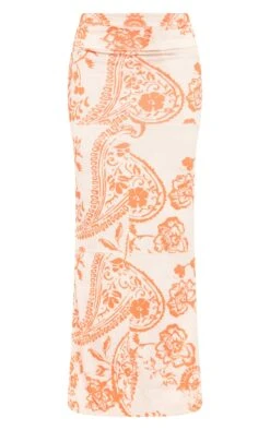 Orange Swirl Print Soft Touch Jersey Seam Detail Maxi Skirt -Cheap Glamarish Store 445b622b739057f47998f93af090bbdcd967edc7 cne3940 5