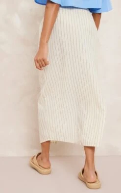 Off White Cotton Pinstripe Ruched Thigh Midi Skirt -Cheap Glamarish Store 49d221cfb19fc748031f26b07db2cd9bb20e4107 cnd9158 3