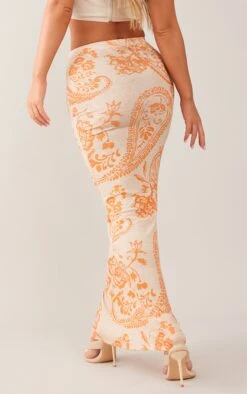 Orange Swirl Print Burnout Mesh Low Rise Maxi Skirt -Cheap Glamarish Store 4a7dd347828a8dd6fc3467e2f39c2211928ee450 cne3838 3