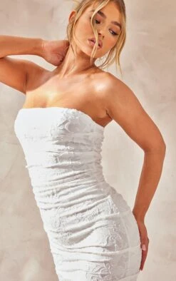 White Floral Textured Bandeau Ruched Side Maxi Dress 9 White Floral Textured Bandeau Ruched Side Maxi Dress -Cheap Glamarish Store 4d3b2e61d49cddd2f1155eeb392c0bafa0cdde31 cnd7617 4