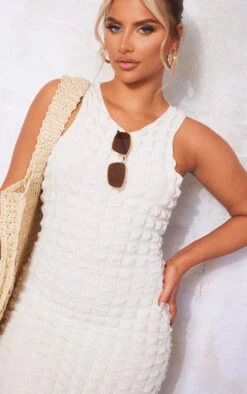 White Textured Racer Neck Sleeveless Bodycon Dress -Cheap Glamarish Store 50e45ceef4f3a9035be8bcb9d266980fc0ab4d94 cmy8353 5