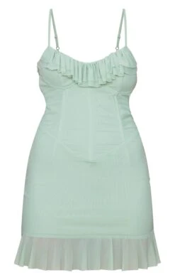 Sage Green Mesh Corset Frill Trim Detail Strappy Bodycon Dress -Cheap Glamarish Store 527f07cf8c5e8dc372099ca79e15e6bf0a2544b4 cnd5917 5