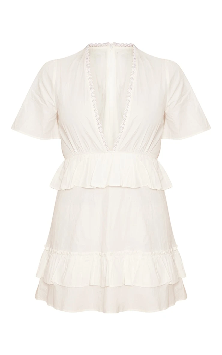 White Short Sleeve Tiered Skirt Shift Dress 7 White Short Sleeve Tiered Skirt Shift Dress - Image 5
