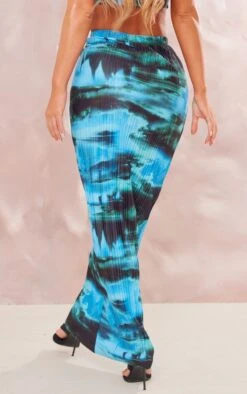 Blue Printed Plisse Maxi Skirt -Cheap Glamarish Store 542ffcf51ee64890a43daedfa5f6527759ce632d cne7656 3
