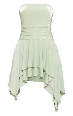 Sage Green Slinky Bandeau Asymmetric Hem Shift Dress -Cheap Glamarish Store 559bcd2da8c1947422a590a5f5892e6ee6d00b8f cnd2350 5