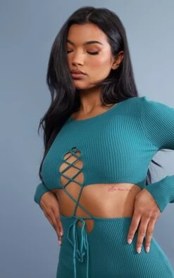 Emerald Green Rib Knit Lace Up Front Dress 10 Emerald Green Rib Knit Lace Up Front Dress -Cheap Glamarish Store 57482f44ef544611cf21487d3508a89d30a33aab cnb6435 4