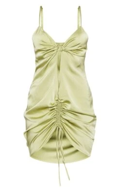Olive Satin Knot Bust Detail Cut Out Ruched Bodycon Dress -Cheap Glamarish Store 5ac8c5088c16c412fe813a1ab68fcd0551fc6558 cnd7651 5