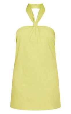 Olive Linen Look Knot Halterneck Shift Dress -Cheap Glamarish Store 624e3c25b92a65ba865d9b75b63f87b4edb4ce4d cnd8907 5