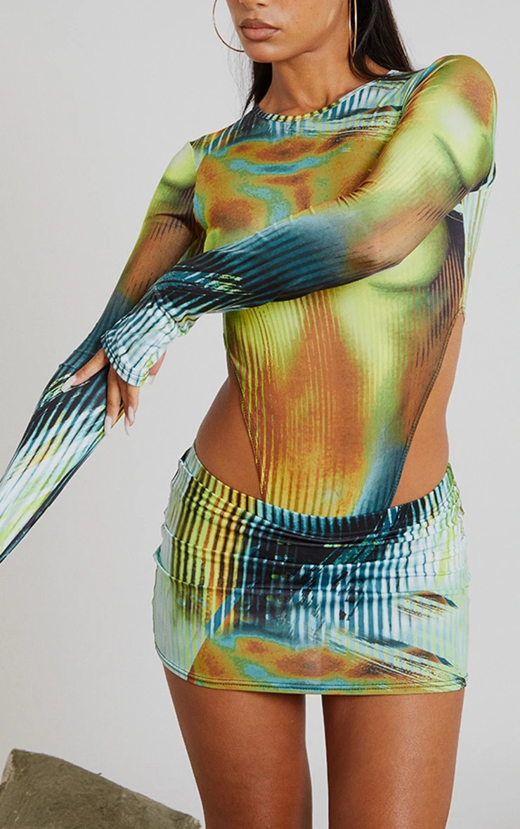 Multi Body Print Low Rise Micro Mini Skirt 6 Multi Body Print Low Rise Micro Mini Skirt - Image 4