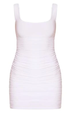 White Slinky Ruched Sleeveless Bodycon Dress -Cheap Glamarish Store 645c470312233ba217efa5cf7464b80042a1ec1a cmf0555 6