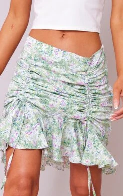 Green Floral Printed Chiffon Ruched Frill Mini Skirt -Cheap Glamarish Store 64c6230cce033894eab397ec14cc89ffd44d39c6 cnd9203 5