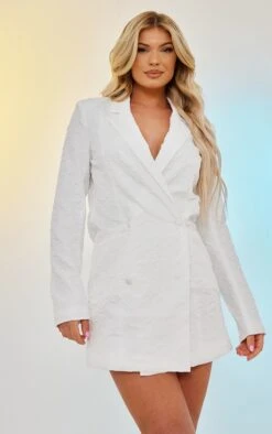 White Floral Textured Plunge Blazer Dress -Cheap Glamarish Store 69c9530151db239057f718e867852de1d638dec7 cnd7605 1