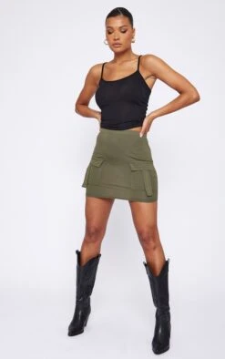 Khaki Jersey Cargo Pocket Detail Mini Skirt -Cheap Glamarish Store 6c05e0f4973424eabe73e933e2528b88da3b7384 cne3946 4