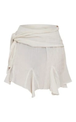 Cream Cheesecloth Handkerchief Hem Tie Waist Mini Skirt -Cheap Glamarish Store 70b314b34e4ef4c553f884af73c870ee6c446c6f cnd9146 6